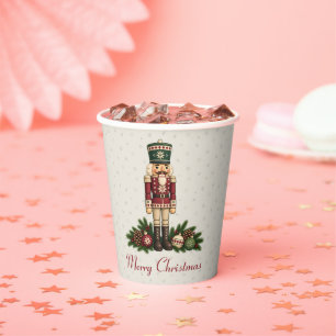 Nordic Christmas Nutcracker with Folk Art Ornament Paper Cups