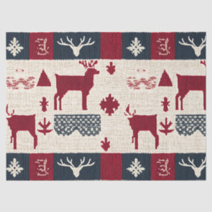Nordic Christmas Patchwork Knitted Reindeer (2) Tissue Paper