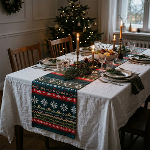 Nordic christmas pattern short table runner