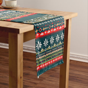 Nordic christmas pattern short table runner