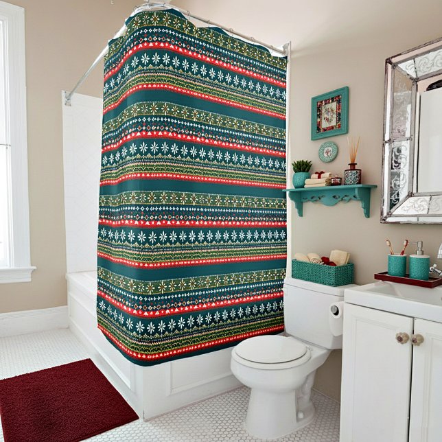 Nordic christmas pattern shower curtain (Creator Uploaded)