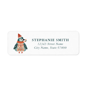 Nordic Christmas Penguin Return Address Labels