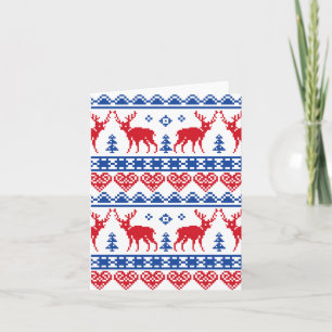 Nordic Christmas Reindeer Pattern Holiday Card