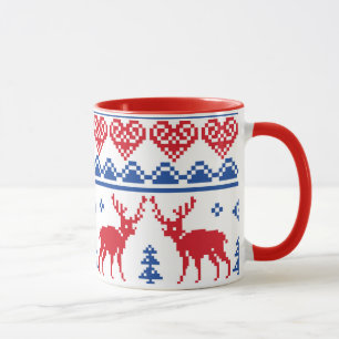 Nordic Christmas Reindeer Pattern Mug