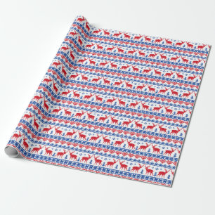Nordic Christmas Reindeer Pattern Wrapping Paper