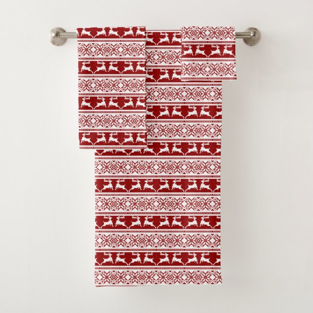 Nordic Christmas Scandinavian Reindeer Bath Towel Set (Insitu)