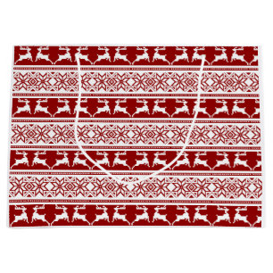 Nordic Christmas Scandinavian Reindeer Large Gift Bag