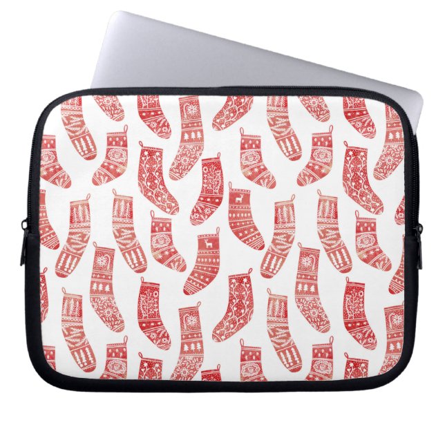 Nordic Christmas Stocking Laptop Sleeve (Front)
