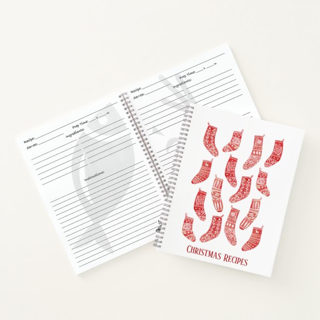 Nordic Christmas Stockings Custom Recipe Notebook (Inside)