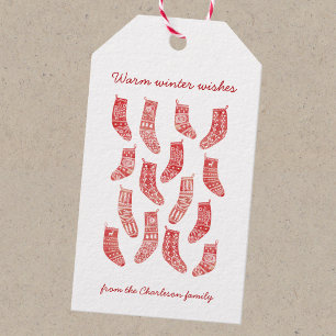 Nordic Christmas Stockings Holiday Personalised Gift Tags