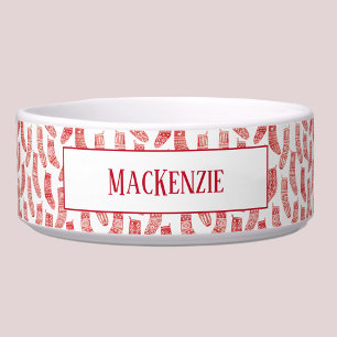 Nordic Christmas Stockings Red White Personalised Bowl