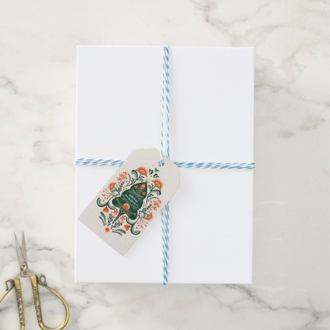Nordic  Christmas tree gifts tag  (With Twine)
