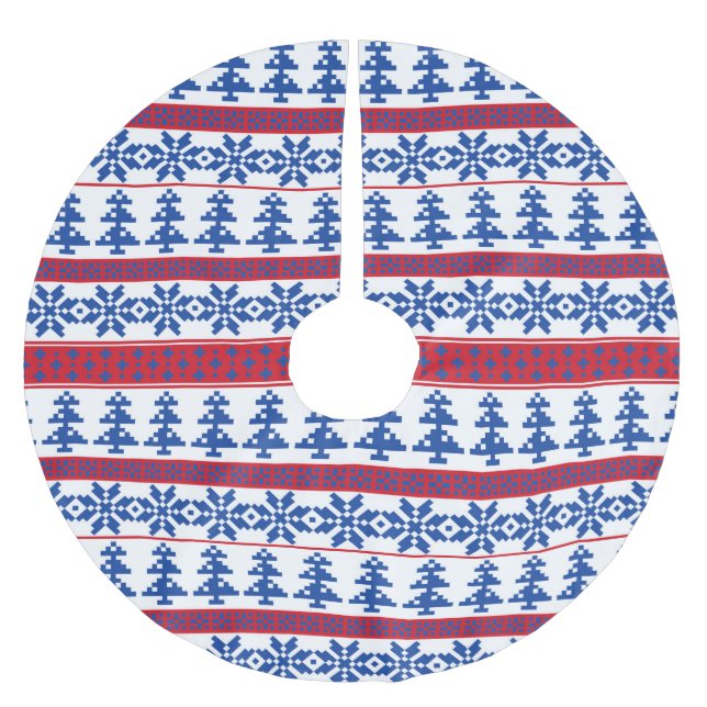 Nordic Christmas Trees Brushed Polyester Tree Skirt (Front)