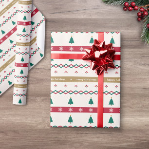 Nordic Christmas Trees Personalised Wrapping Paper