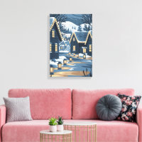 Nordic Christmas Village Art Scandinavian Winter