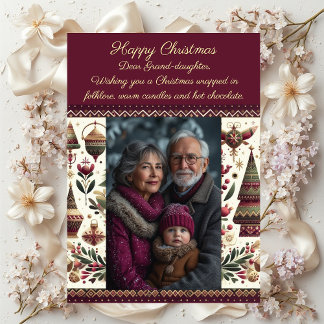 Nordic Christmas Village Cute Grand-Daughter Photo Holiday Card