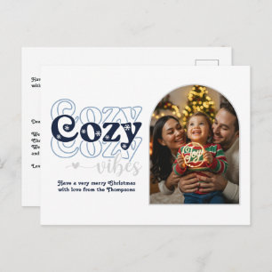 Nordic Cool Cozy Vibes Retro Christmas Photo Holiday Postcard