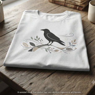 Nordic Crow Art Minimalist Bird Nature Lover Gift Tri-Blend Shirt