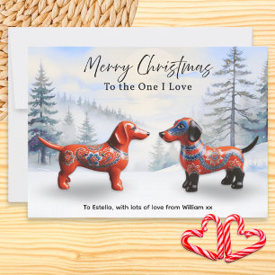 Nordic Dachshunds Snow Personalized Christmas Holiday Card