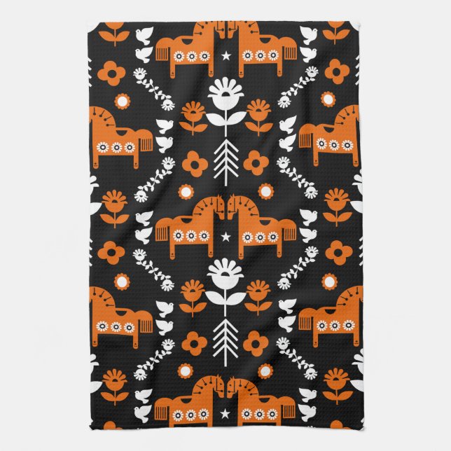 Nordic Data Horse Home Decor  Tea Towel (Vertical)