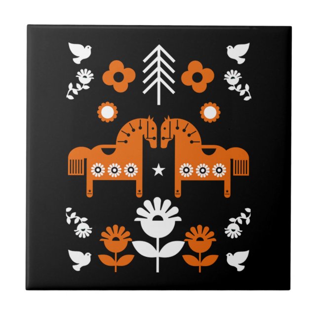 Nordic Data Horse Home Decor  Tile (Front)