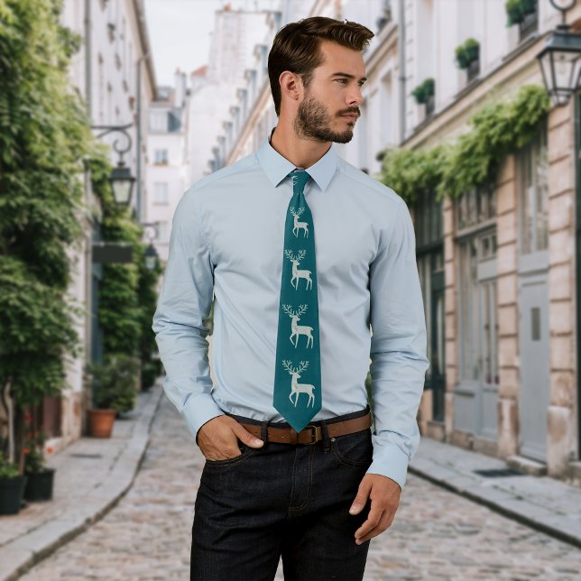 Nordic Deer Pattern Personalise Initial Tie (Creator Uploaded)