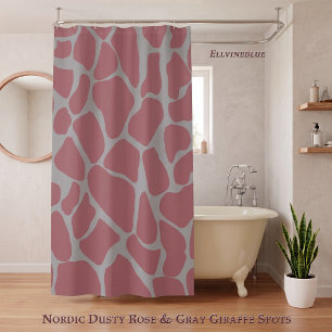 Nordic Dusty Rose Grey Giraffe Animal Print Shower Curtain