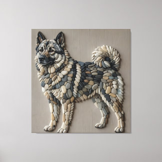 Nordic Elkhound Natural Pebble Stone Mosaic Wall Canvas Print