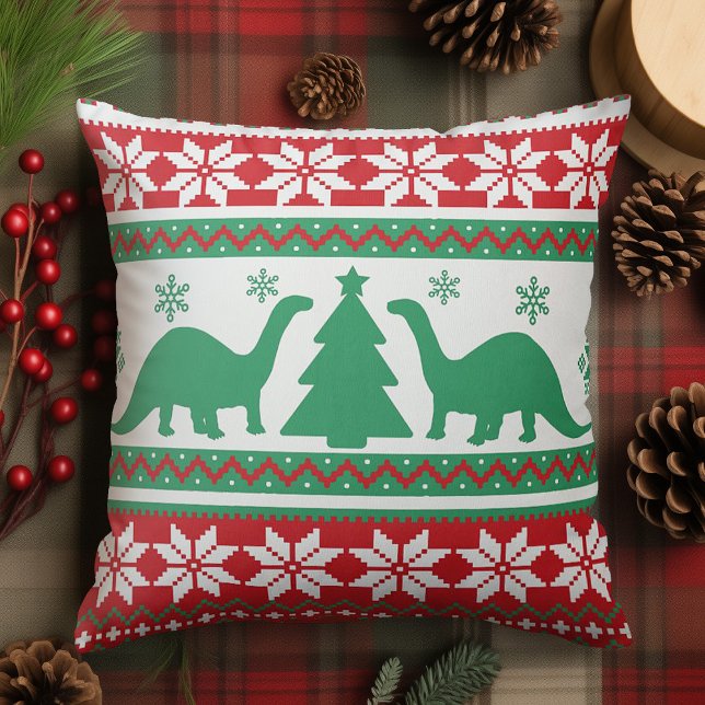 Nordic Fair Isle Brontosaurus Dinosaurs Sweater Cushion (Creator Uploaded)