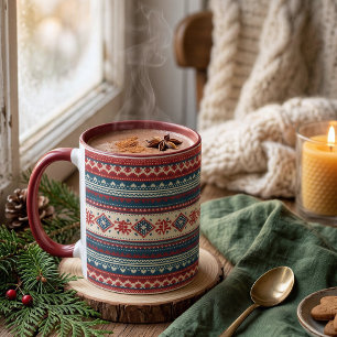 Nordic Fair Isle Christmas Mug Cosy Hygge Pattern