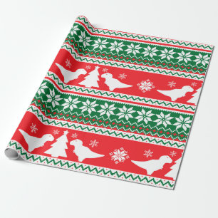 Nordic Fair Isle T-Rex Dinosaurs Sweater Wrapping Paper