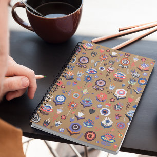 Nordic Floral Circle Pattern Notebook