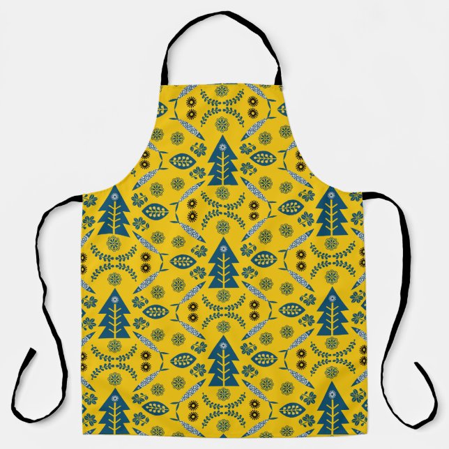 Nordic Folk Art Fish Apron (Front)