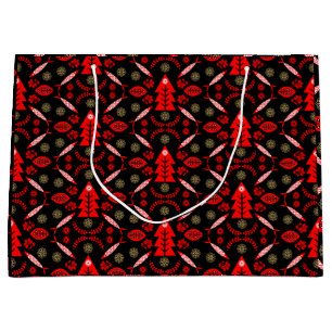 Nordic Folk Art Fish Large Gift Bag