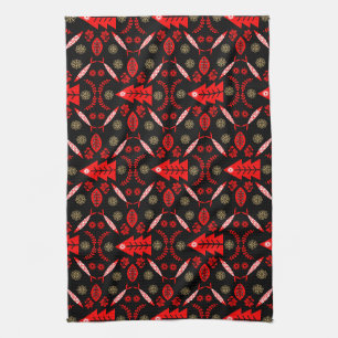 Nordic Folk Art Fish Tea Towel