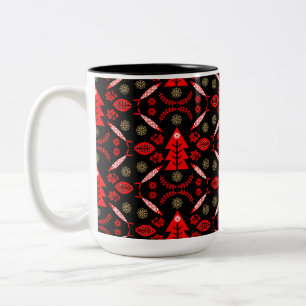 Nordic Folk Art Fish Two-Tone Coffee Mug