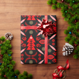 Nordic Folk Art Fish Wrapping Paper