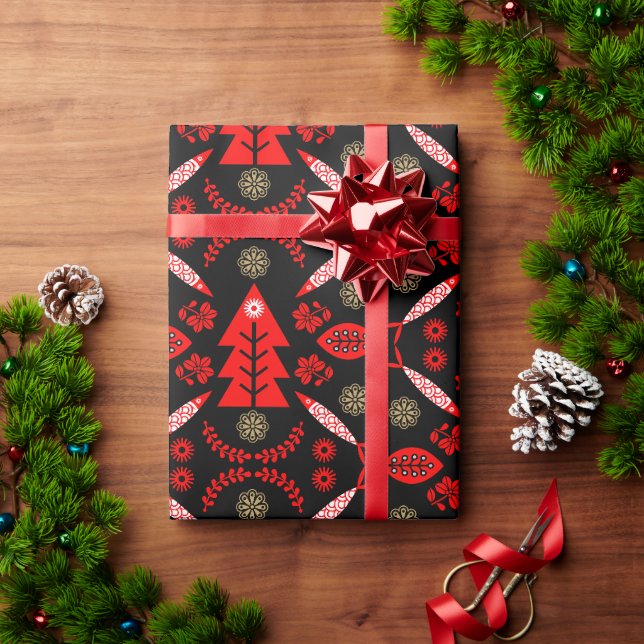 Nordic Folk Art Fish Wrapping Paper (Holiday Gift)