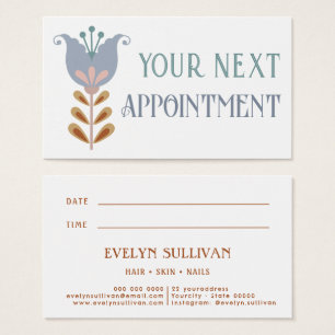nordic folk art flower appointment card