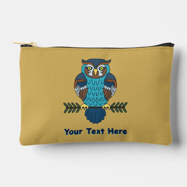 Nordic Folk Art Owl Accessory Pouch (Front)