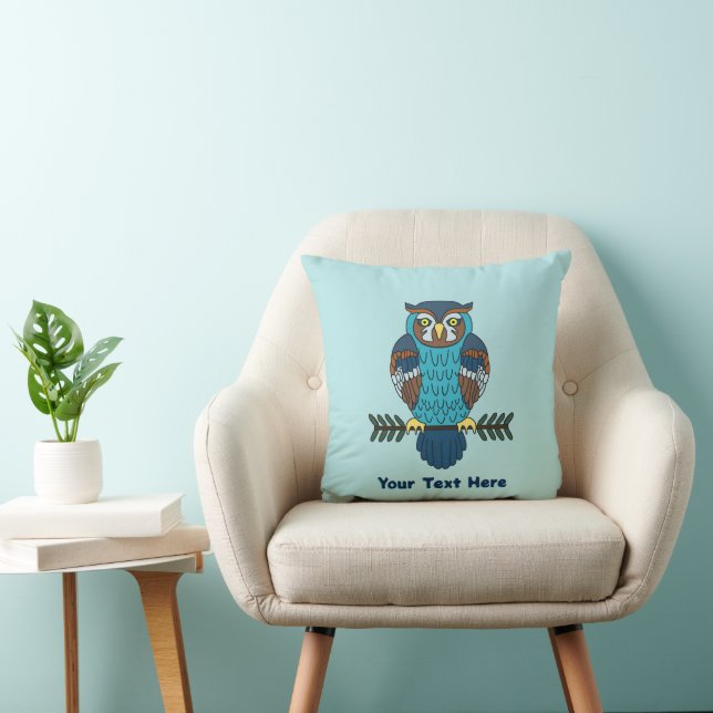 Nordic Folk Art Owl Cushion (Chair)