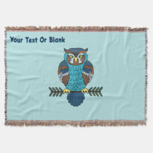Nordic Folk Art Owl Throw Blanket