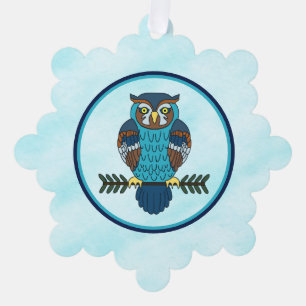 Nordic Folk Art Owl Tree Decoration Card
