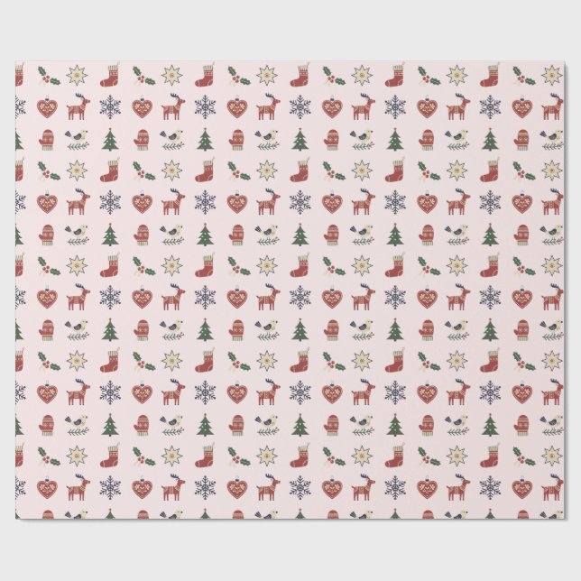 Nordic Folk Christmas Wrapping Paper (Flat)