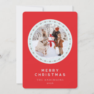 Nordic Folk Floral Holiday 2 Photo Christmas Card