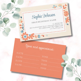 Nordic folk flowers floral appointment card