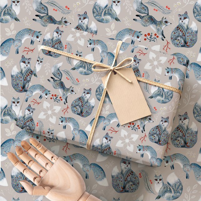 Nordic Folk Foxes | Scandinavian Winter Woodland Wrapping Paper (Creator Uploaded)