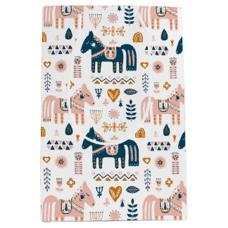 Nordic Folkart Horse  Medium Gift Bag