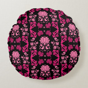 Nordic Forest Mushroom Folk Art Round Cushion
