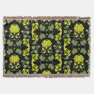 Nordic Forest Mushroom Folk Art Throw Blanket